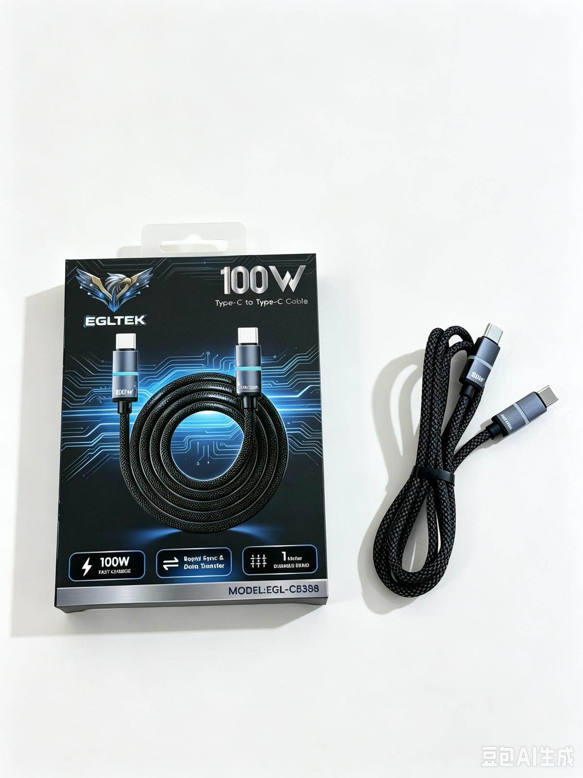 100W USB-C to USB-C Fast Charging Cable – Durable Braided Type-C Cable