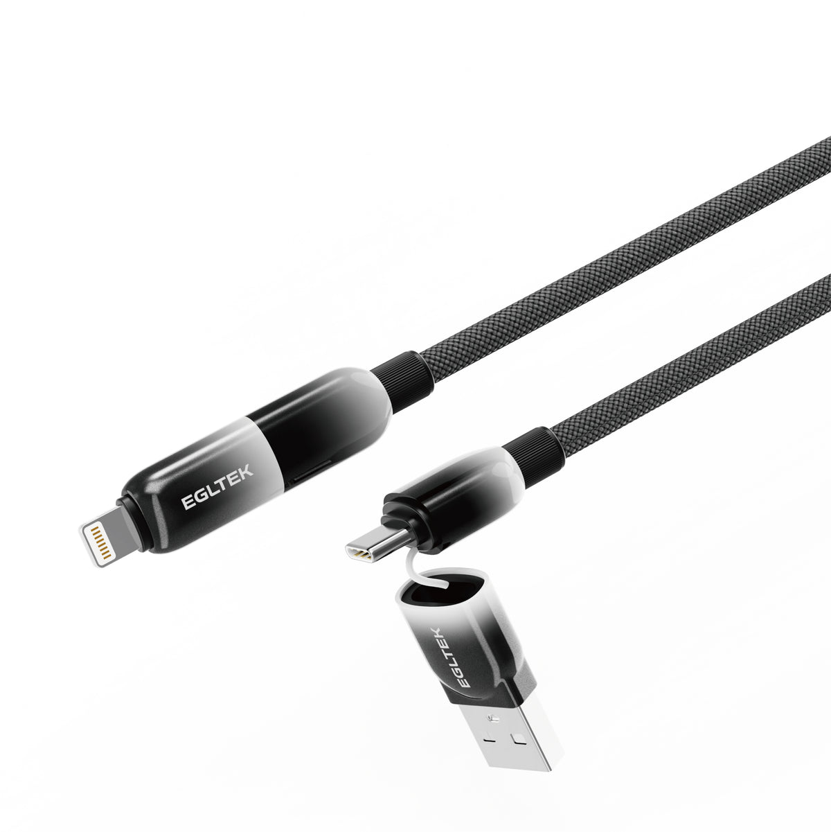 4-in-1 Multi Charging Cable 100W Fast Charge – USB to Type-C, Lightning & Micro USB