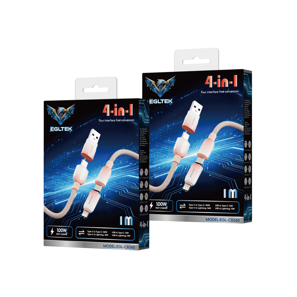 4-in-1 Multi Charging Cable 100W Fast Charge – USB to Type-C, Lightning & Micro USB